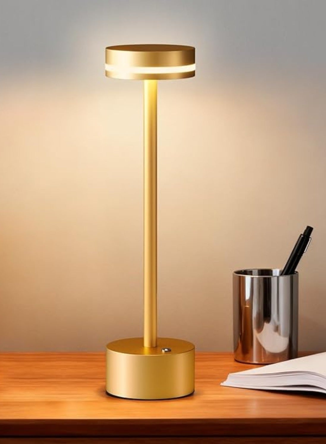 Modern LED Rechargeable Cordless Table Lamp with Touch Sensor, Aluminum Shell, Brightness Adjustable , 3 Levels Brightness, USB-C Charging Port, Portable Metal Bedside Lamp